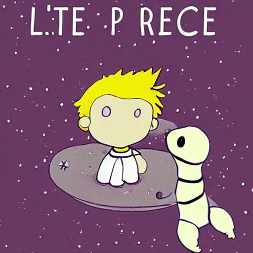 Image similar to the little prince on a little round planet floating in space