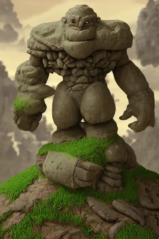 Image similar to zelda fantasy art giant golem troll wood rock, global illumination ray tracing hdr fanart arstation by sung choi and eric pfeiffer and gabriel garza and casper konefal hardmesh zbrushcentral