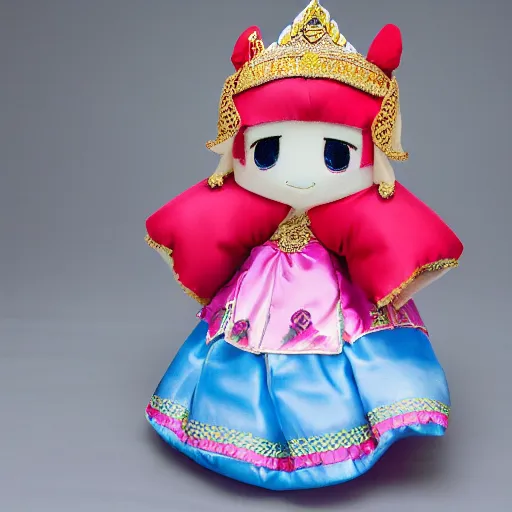 Image similar to fumo plush of a cute little princess wearing thai traditional dress, anime girl