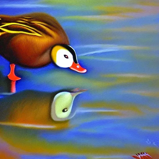 Image similar to a duck on the prowl oil painting jim warren