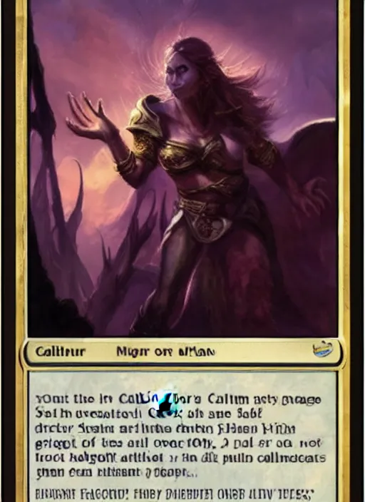 Prompt: magic the gathering card named the calling