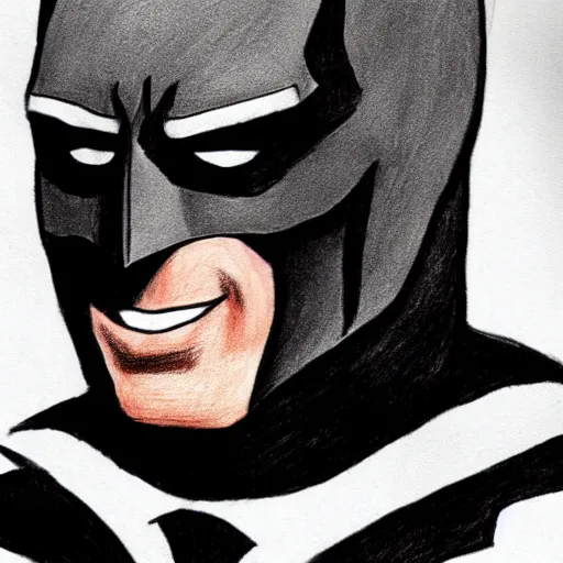 Prompt: a children's drawing of joe biden as batman, crayon, paper