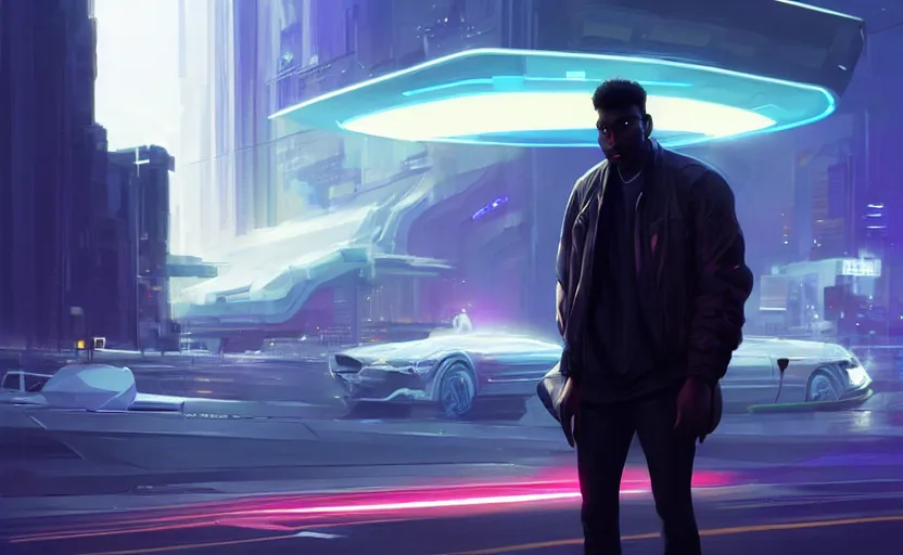 Prompt: handsome black genius infiltrating the metaverse, cinematic and dramatic, curved translucent holographic displays, urban atmosphere, cmyk glowing lights, highly detailed, digital painting, artstation, concept art, smooth, sharp focus, illustration, art by wlop, mars ravelo and greg rutkowski