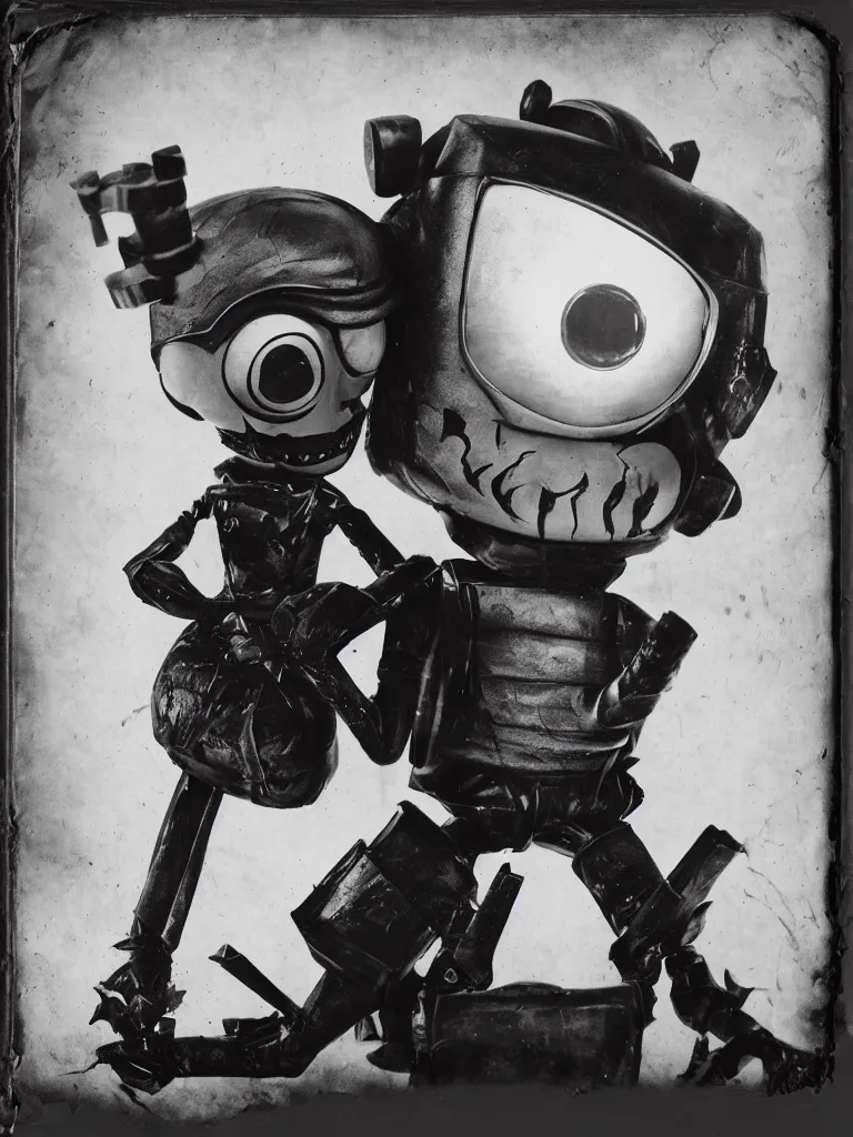 Image similar to Invader Zim civil war photograph, tintype photo, daguerreotype, ultra realistic, 8k, journalistic photography, black and white