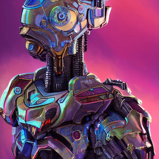 Prompt: illegal colorful female divine mech paladin gun dream mech pacific rim 2 studio portrait absurdly beautiful, elegant, young sexy elegant woman, super fine surreal detailed facial illustration by kim jung gi, iraq nadar, intricate lines, sharp focus, vibrant colors, matte, octopath voyager, final fantasy, unreal engine highly rendered, global illumination, radiant light, intricate environments, android