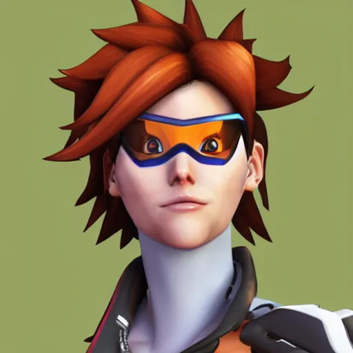 Prompt: accurate digital 3 d artwork of tracer from the game overwatch, facial features, eyes,