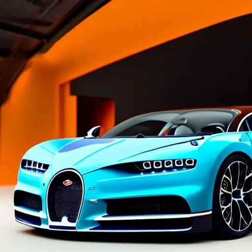 Prompt: still photo of bugatti chiron, highly detailed, photorealistic portrait, bright studio setting, studio lighting, crisp quality and light reflections, unreal engine 5 quality render