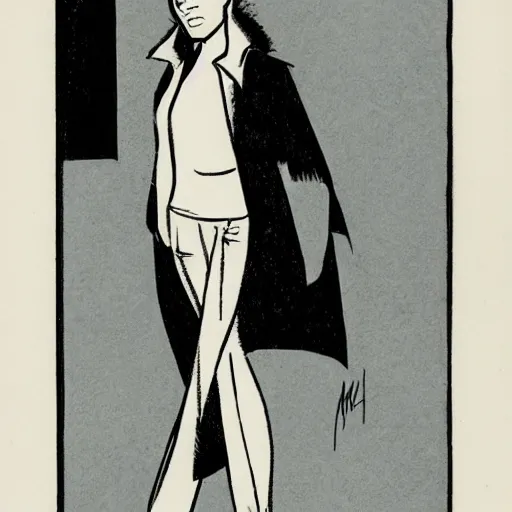 Prompt: a female character drawn by david mazzucchelli, cmyk portrait