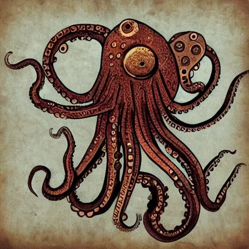 Image similar to “steampunk octopus”