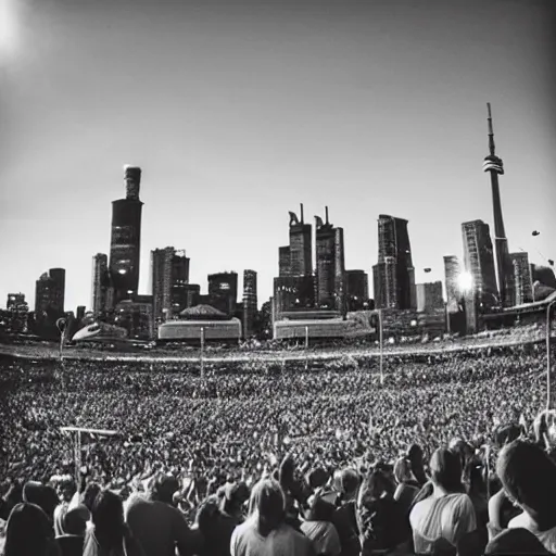 Prompt: “phish playing at the molson amphitheatre, playing giant tweezers instead of instruments, toronto skyline,8k”