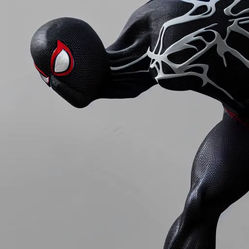 Image similar to a single venom and spider - man hybrid, dslr, cinematic, volumetric lighting, 8 k resolution, photorealistic