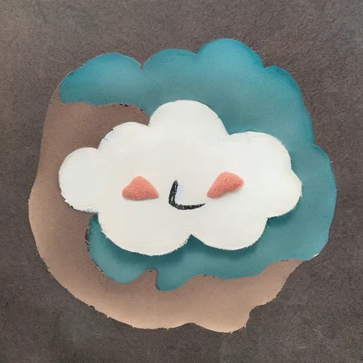 Prompt: happy storm cloud made of fur, mixed media