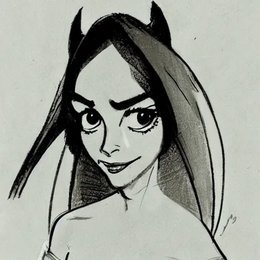 Image similar to milt kahl sketch of a cuban girl who looks like a squirrel as princess padme in star wars episode 3