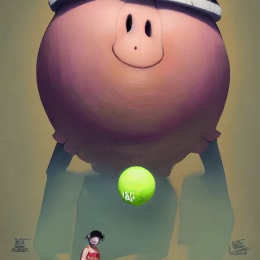 Image similar to highly detailed vfx character of a skateboarding tennis ball monster, skateboard stephen bliss, chalk, unrealengine, greg rutkowski, loish, rhads, beeple, chalk, makoto shinkai and lois van baarle, ilya kuvshinov, rossdraws, tom bagshaw, basil gogos