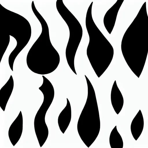 Prompt: flat pictogram of aggressive flames coming out the top, black and white