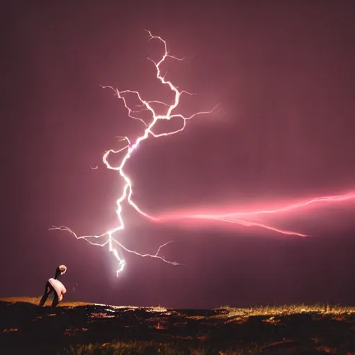 Prompt: photo of a ninja shooting lightning out of hand