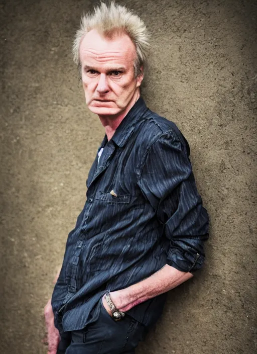 Image similar to DSLR photo portrait still of 64 year old age 64 Sid Vicious at age 64!!!, 85mm f1.8