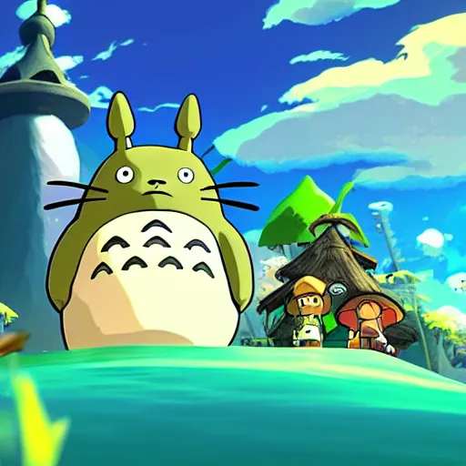 Image similar to Totoro in Zelda Wind Waker, 4k, UHD