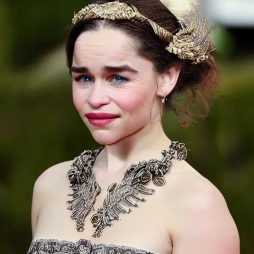 Image similar to Emilia Clarke as a Greek Goddess, Highly detailed