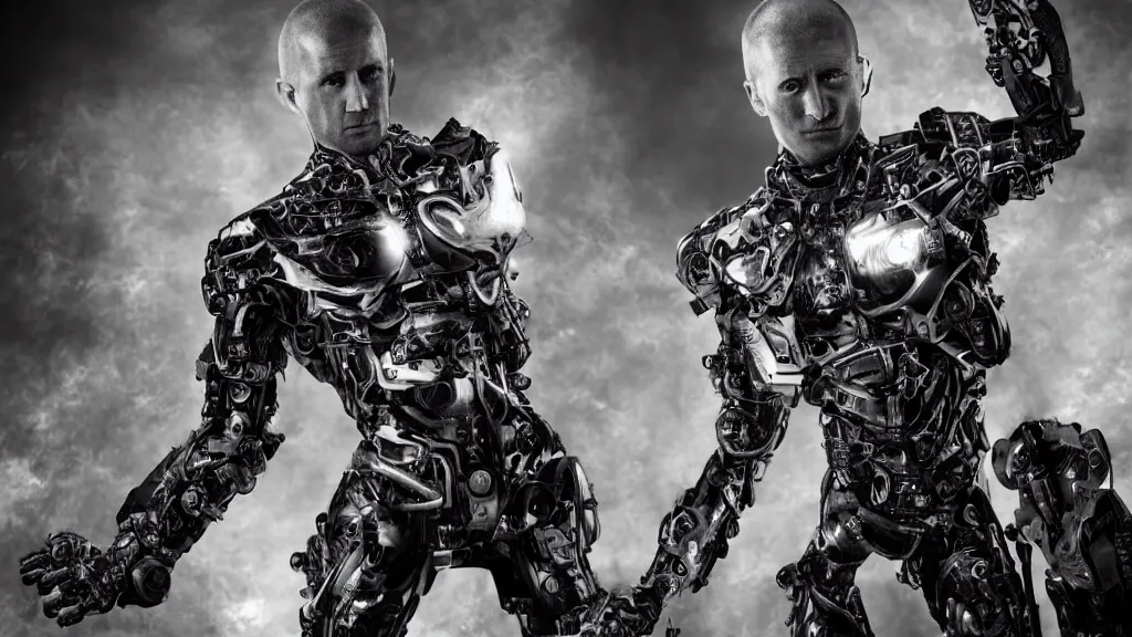 Prompt: Realistic photograph of Genos cyborg David Yarrow!