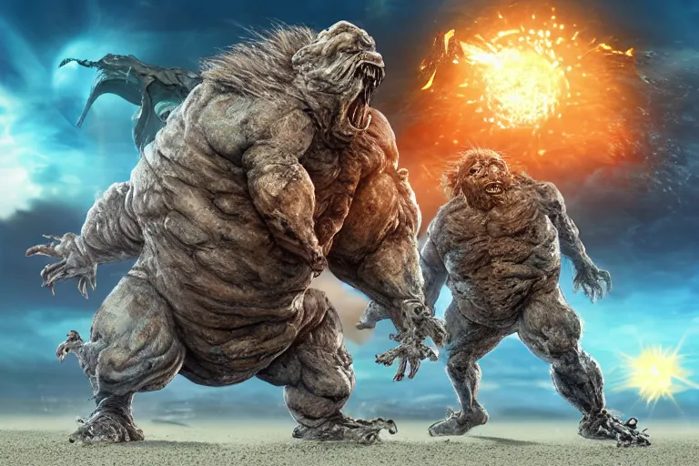 Prompt: photo, two old hairy fat ugly men! fighting alien monsters 4 0 1 2 6 on a beach, highly detailed, scary, intricate details, volumetric lighting, front view