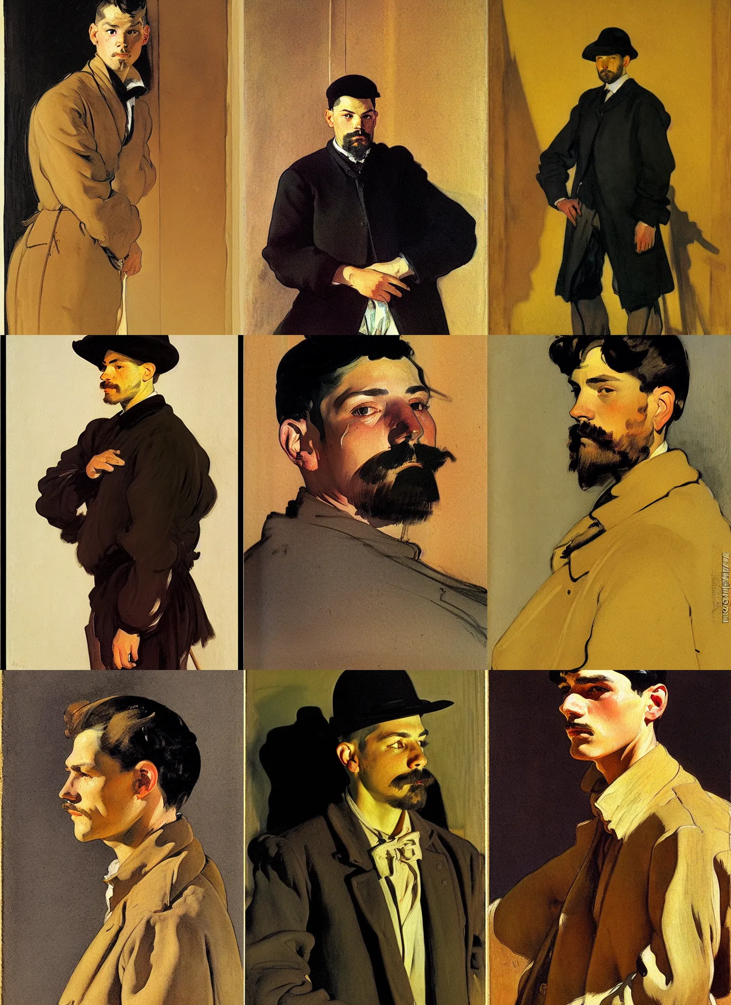 Prompt: portrait of a young man, illustrated by joaquin sorolla and diego velazquez and moebius