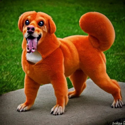 Image similar to charizard dog hybrid animal, pokemon, dog, animal photography, charizard, charizard, charizard, pokemon, realistic, fur