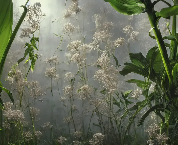 Image similar to simplicity, transparent clear see - through photo of lab equipment, lush botany, floral environment, ultra realistic, concept art, pop art, photorealistic, octane render, 8 k, unreal engine. art by gustave dore and nori inoguchi and sam kaplan and zachary goulko and christopher marley and artgerm and alphonse mucha