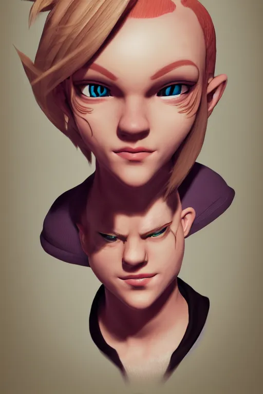 Prompt: a portrait of a blonde inkling with a huge forehead, concept art, trending on artstation 3 d.