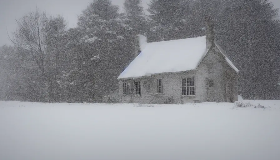A Desolate Cottage with light emitting from it snowed | Stable Diffusion | OpenArt