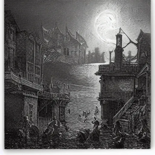 Image similar to Innsmouth, illustration by Gustave Doré