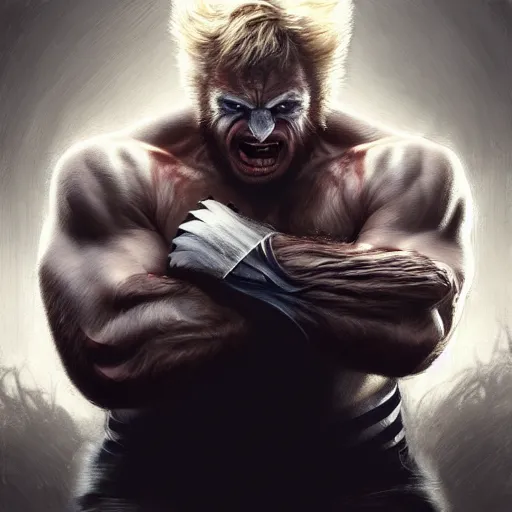 Prompt: Boris Johnson as Wolverine, marvel, dark, intricate, highly detailed, smooth, artstation, digital illustration by Ruan Jia and Mandy Jurgens and Artgerm and Wayne Barlowe and Greg Rutkowski and Zdislav Beksinski, octane render, hyper realistic, sharp focus, 8k