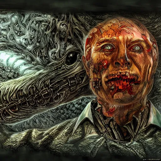 Image similar to putin bombing war horror nightmare by junji ito, digital art, deepdream cosmic, 3 d high definition, trending on artstation, photorealistic, high resolution, 8 k, octane, hyper detailed, trending on deviantart insane details, intricate, elite, ornate, elegant trend, highly detailed and intricate, sharp focus, photography, unreal engine