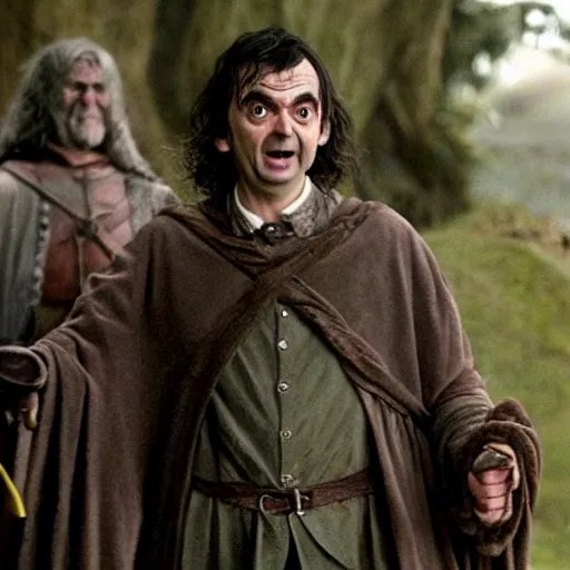 Image similar to Mr Bean as a member of the Fellowship of the ring