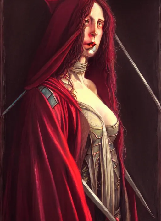 Image similar to female wizard, robes, full body, hyper realistic, extremely detailed, dnd character art portrait, dark fantasy art, intricate fantasy painting, dramatic lighting, vivid colors, deviantart, artstation, by edgar maxence and caravaggio and michael whelan and delacroix.
