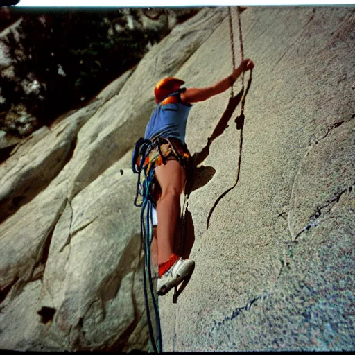 Prompt: photo, vedauwoo wyoming, rock climbing, kodak ektachrome 1 2 0,