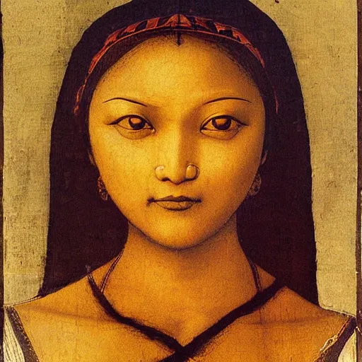 Prompt: nepali woman painting by leonardo da vinci