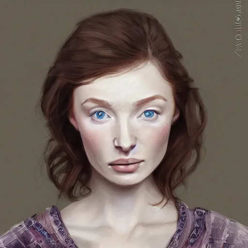 Prompt: eleanor tomlinson posing peasantry clothing, wistful bosom, highly detailed, digital painting, smooth, sharp focus, illustration realism