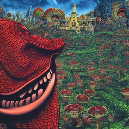 Prompt: A centered chest up portrait of a psychedelic demonic anthropomorphic snake smoking a hand-rolled cigarette smoking heavily , magic mushroom village in background , IMAX cel animation by tokyo movie shinsha , award winning. superb resolution. in the art style of junji Ito and greg rutkowski . Detailed Mushroom city in background. Hyper realistic anime. Perfect art. Dalle2