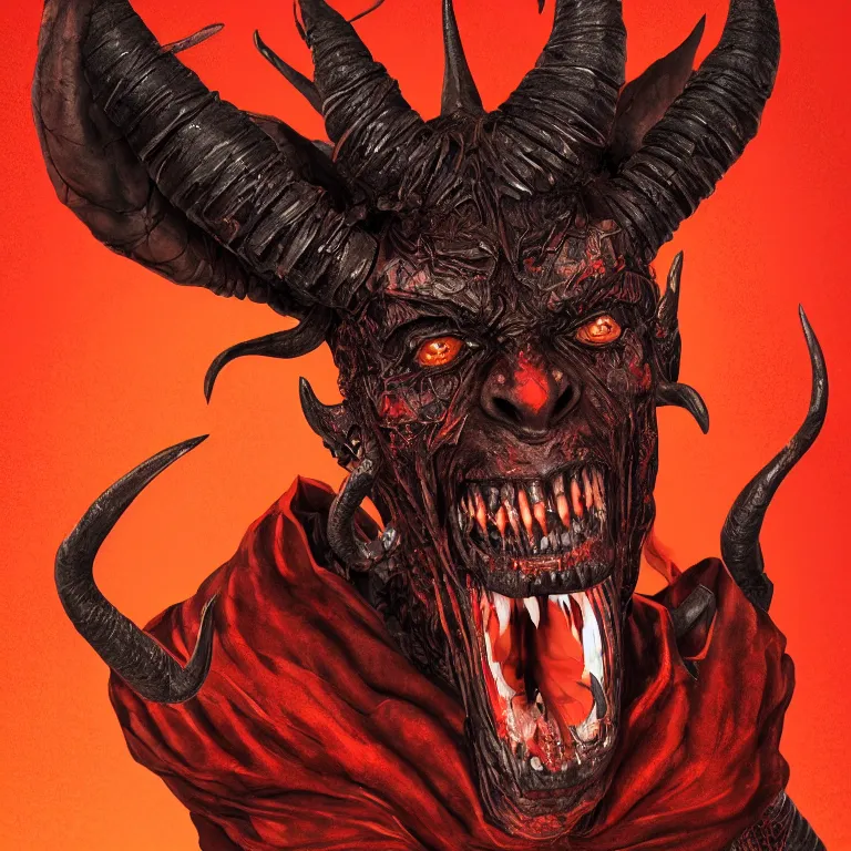 Image similar to the devil crouching on the bed room ceiling with all black skin shiny black eyes pointed ears horns coming from his head with a grotesque smile and crooked spine. red lighting, masterpiece 4 k digital illustration, highly detailed, trending on artstation, award winning