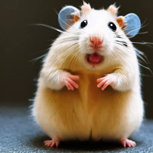 Image similar to a hamster in amogus costume