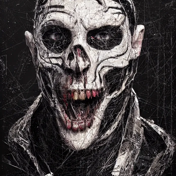 Prompt: portrait of Tom Hardy as a skeleton. intricate abstract. intricate artwork. nightmare fuel. by Tooth Wu, wlop, beeple, dan mumford. octane render, trending on artstation, greg rutkowski very coherent symmetrical artwork. cinematic, hyper realism, high detail, octane render, 8k, iridescent accents