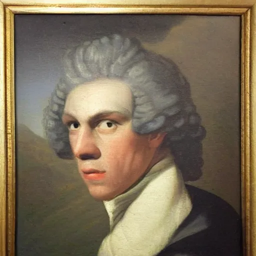 Image similar to An 18th century oil painting of Jerma985 in the mid-late 1700s, Jerma985, grainy, realistic, very realistic, hyperrealistic, highly detailed, very detailed, extremely detailed, very neat, very epic, very cool, detailed, trending on artstation