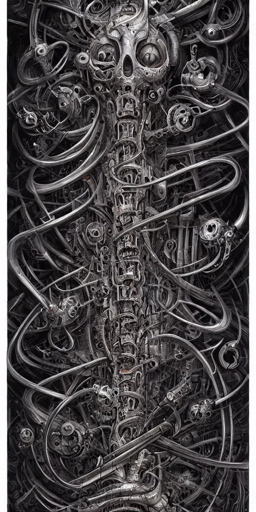 Image similar to biomechanical typography by hr giger and james jean and andreas rocha