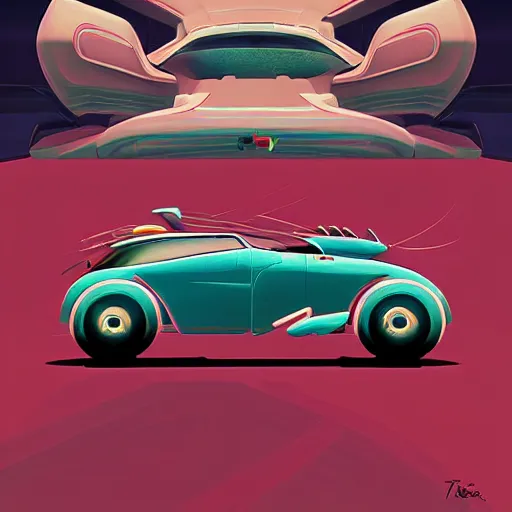 Image similar to retro futuristic car ad by tyler edlin and petros afshar and christopher balaskas and marius borgeaud and kiliain eng, atomic age maximalist, art nouveau, well proportioned, highly detailed