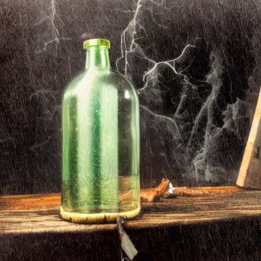 Prompt: a tornado inside a bottle, photo studio, mysterious