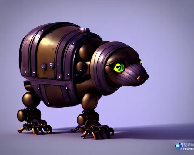 Image similar to futuristic steampunk ferret - shaped robot, 3 d octane render, cyberpunk ferret - shaped mechanical robot