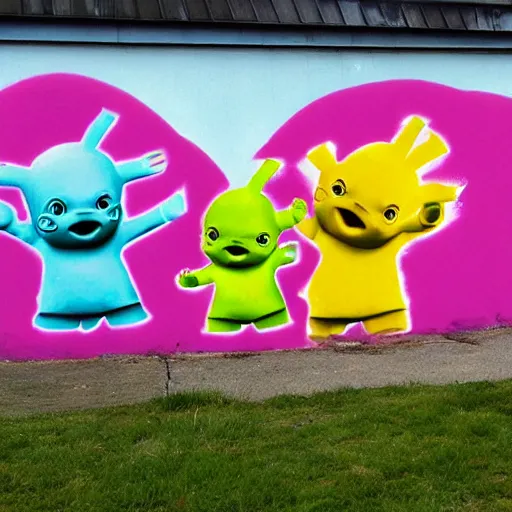 Image similar to teletubbies graffiti