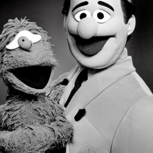 Image similar to silvio berlusconi as a special guest of sesame street, 8 0 s photo