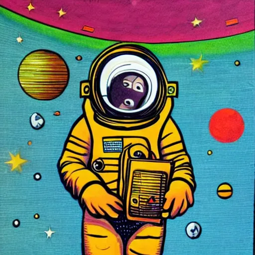 Image similar to An astronaut in space, in the style of wolfgang hutter